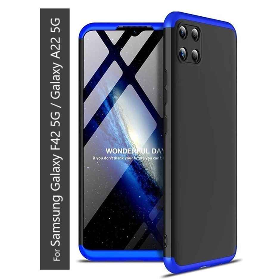 Kwine Case Samsung Galaxy F42 5G / Samsung Galaxy A22 5G Back Cover - 360 Degree Case - Blue Color