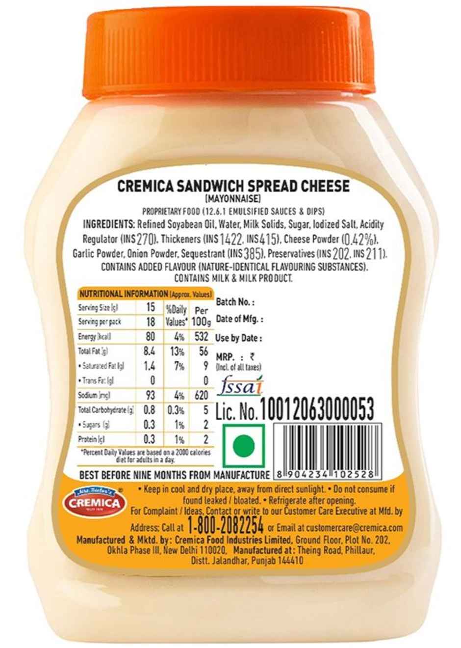 Cremica Sandwich Spread Cheese