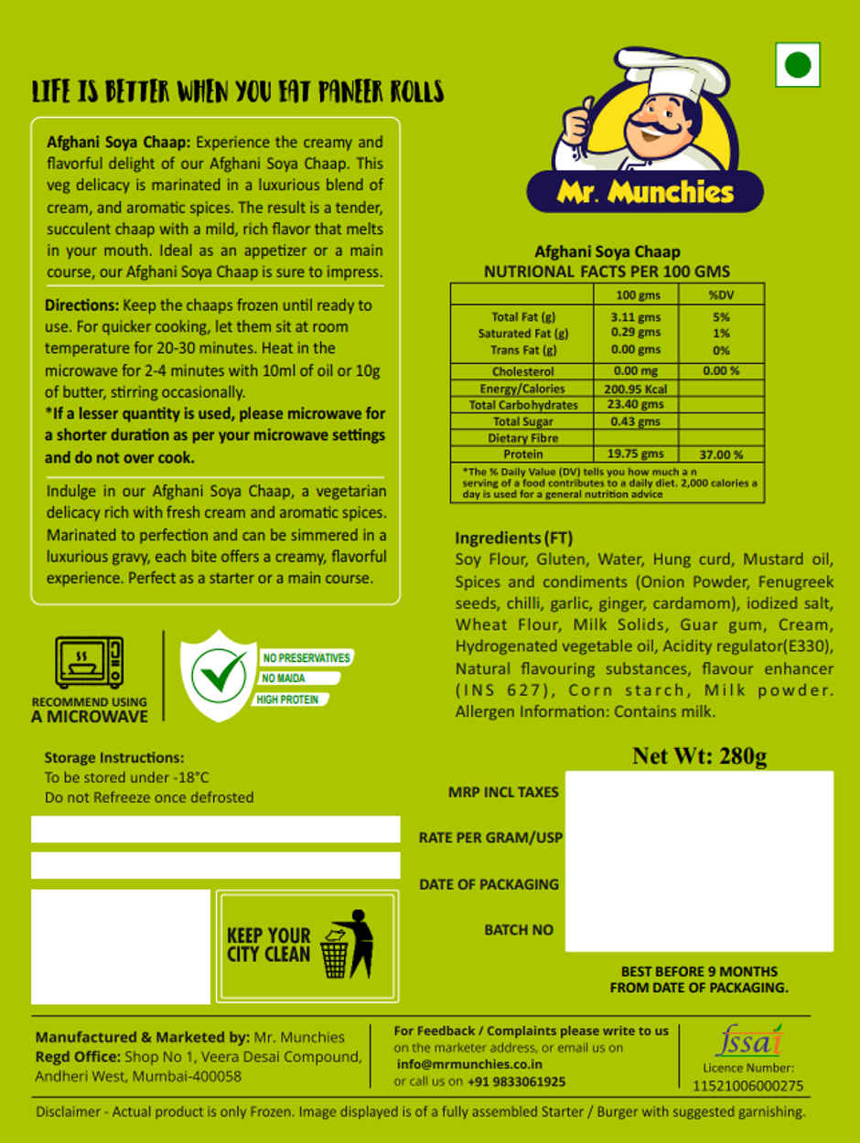Mr. Munchies Afghani Soya Chaap