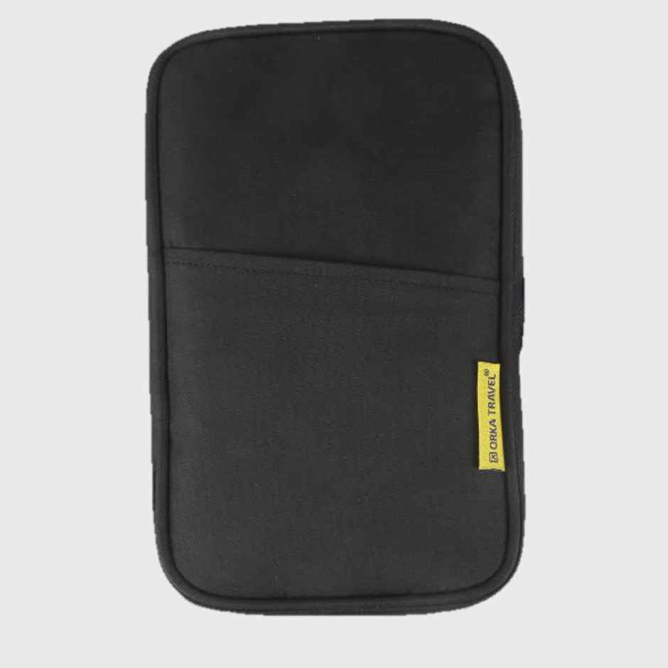 ORKA Unisex Solid Polyester Passport Holder | Black