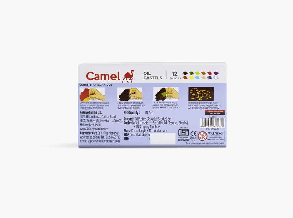 Camel Student Oil Pastels Assorted Plastic Pack Of 12 Shades