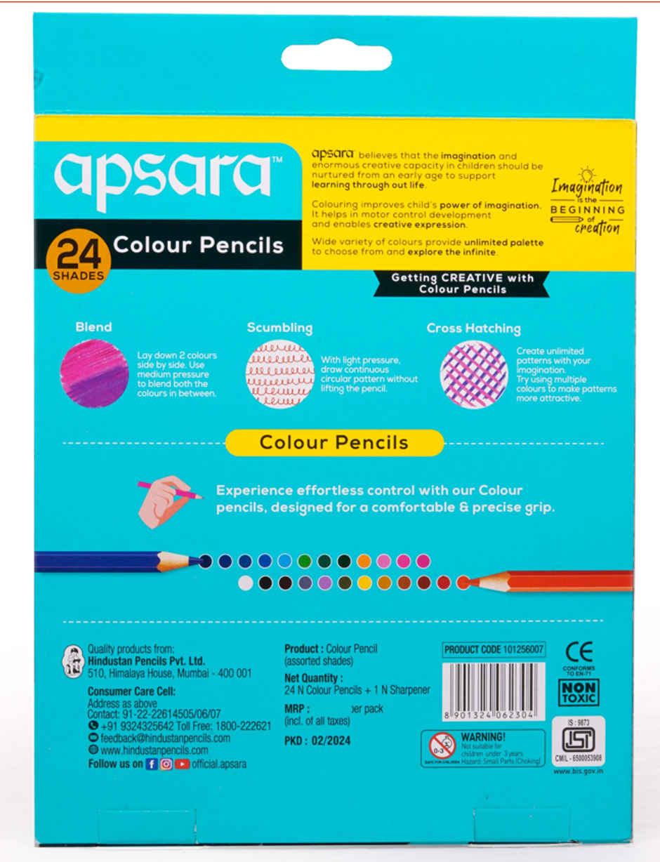 Apsara Colour Pencil Hexagon Shape Full Size 24 Colour