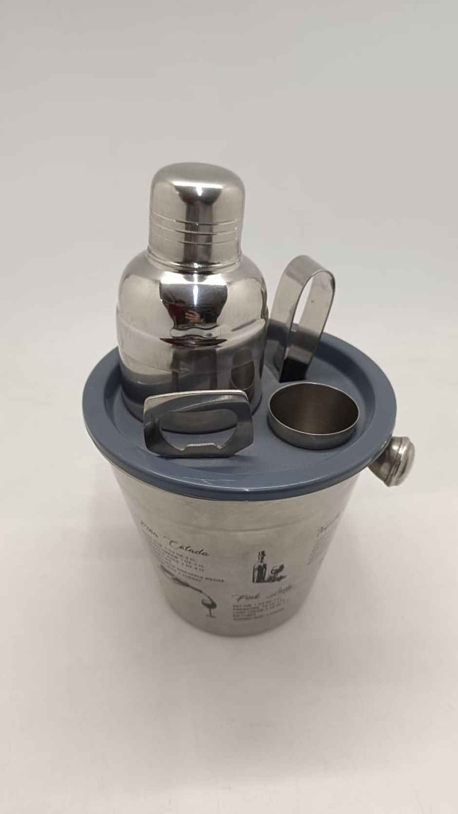 Roxx Gracia Bar Tool Set | Stainless Steel | Shaker | Jigger | Tong | Ice Bucket | Opener | Silver