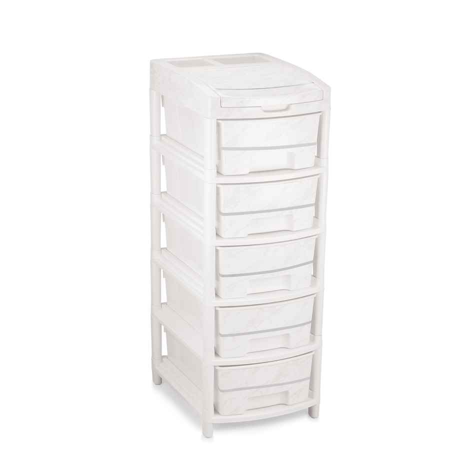 Liza Industries Orry 5 Big Drawer With Marble Foil & Extra Compartment (Colour May Vary)