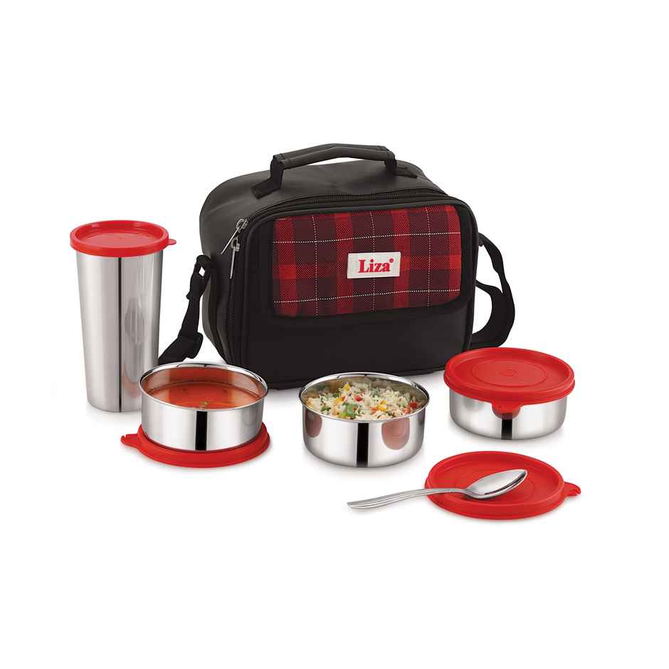 Liza Industries Steel Lunch Tiffin Box | 3+1 Combo (Colour May Vary)