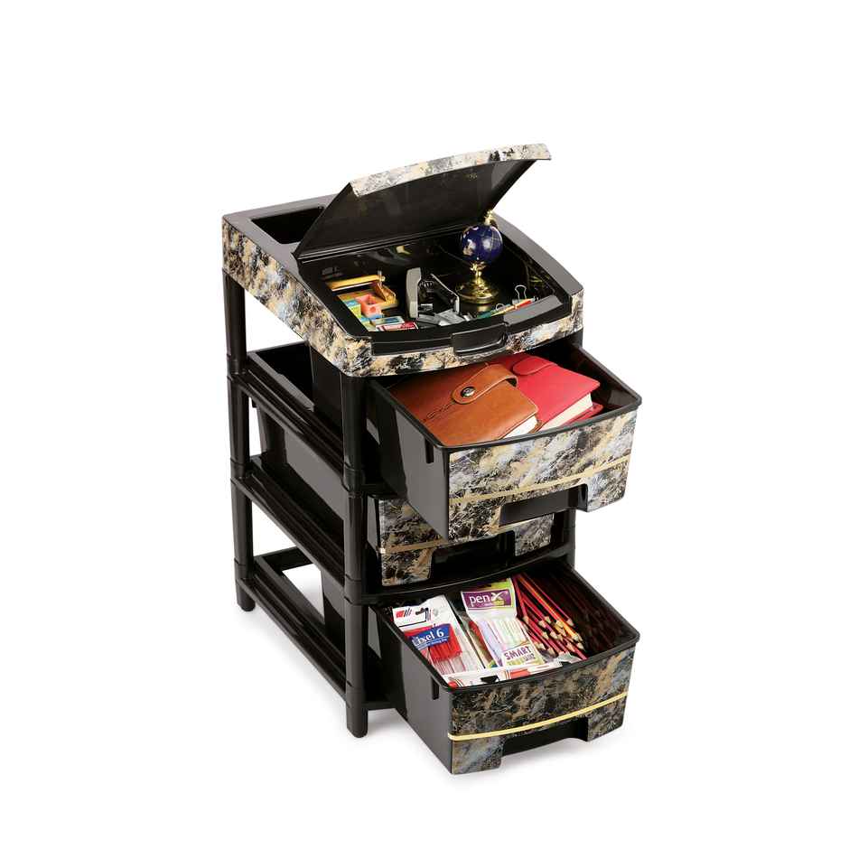 Liza Industries Orry 3 Big Drawer With Marble Foil & Extra Compartment (Colour May Vary)