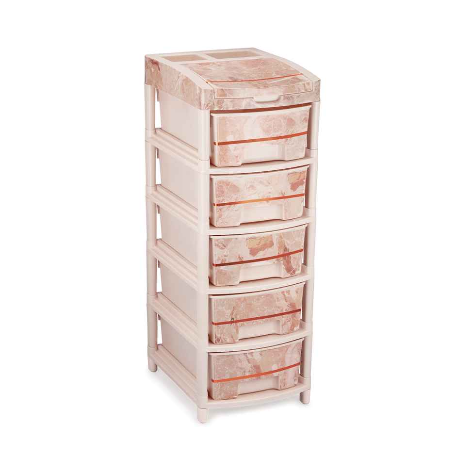Liza Industries Orry 5 Big Drawer With Marble Foil & Extra Compartment (Colour May Vary)