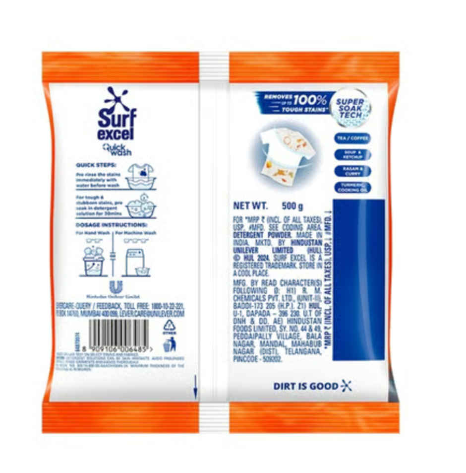 Surf Excel Quick Wash Detergent Powder Combo