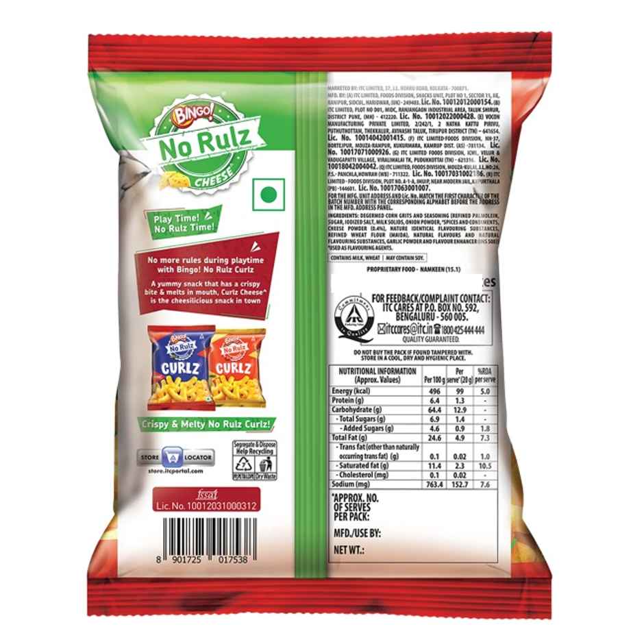 Bingo! No Rulz Cheese Curlz | Crunchy Corn Snack