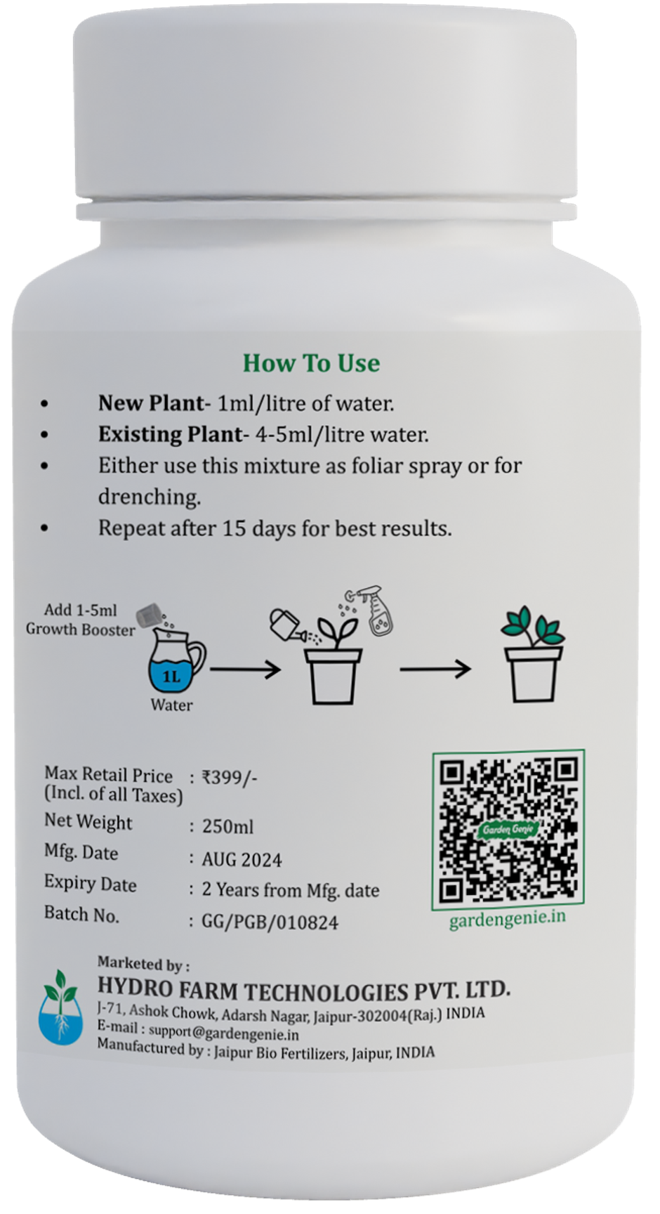 Garden Genie Growth Booster for Plants | Organic Liquid Fertilizer for Plant Boost