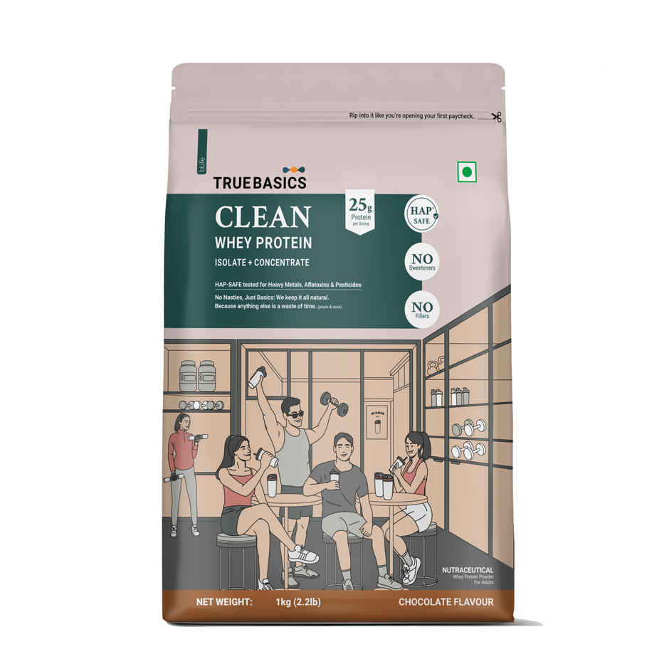TRUE BASICS Clean Whey Protein Powder Isolate & Concentrate Blend | Chocolate