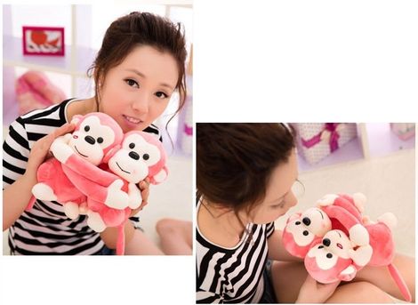 Babique Monkey's Cuddly Couple Plush Soft toy | Kids Birthday Gift | Pink