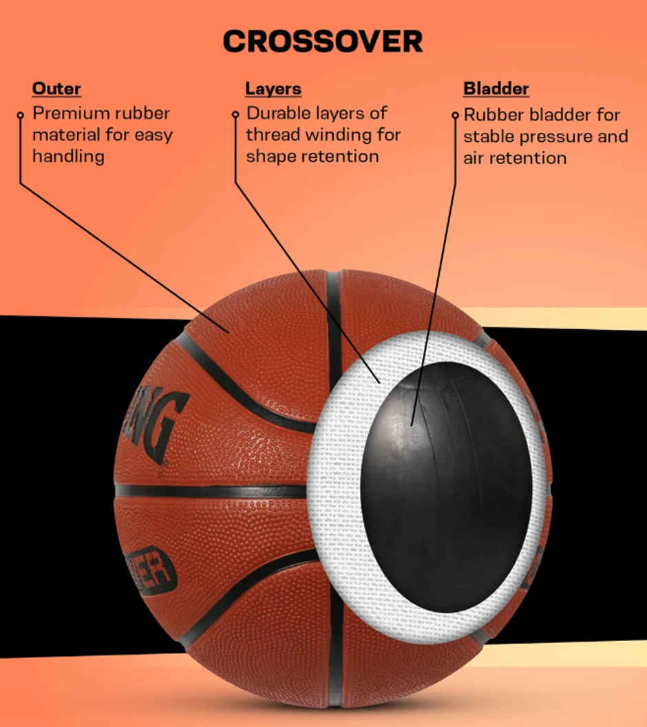 Spalding Crossover Rubber Basketball (Size: 7)