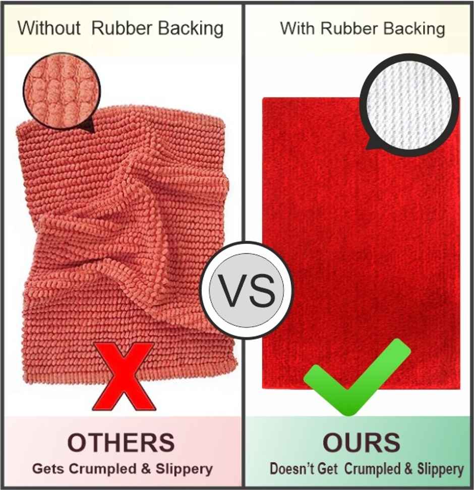 Kunal Enterprises Red Anti Slip Water Absorbent Bath Mat (58cm x 38cm)