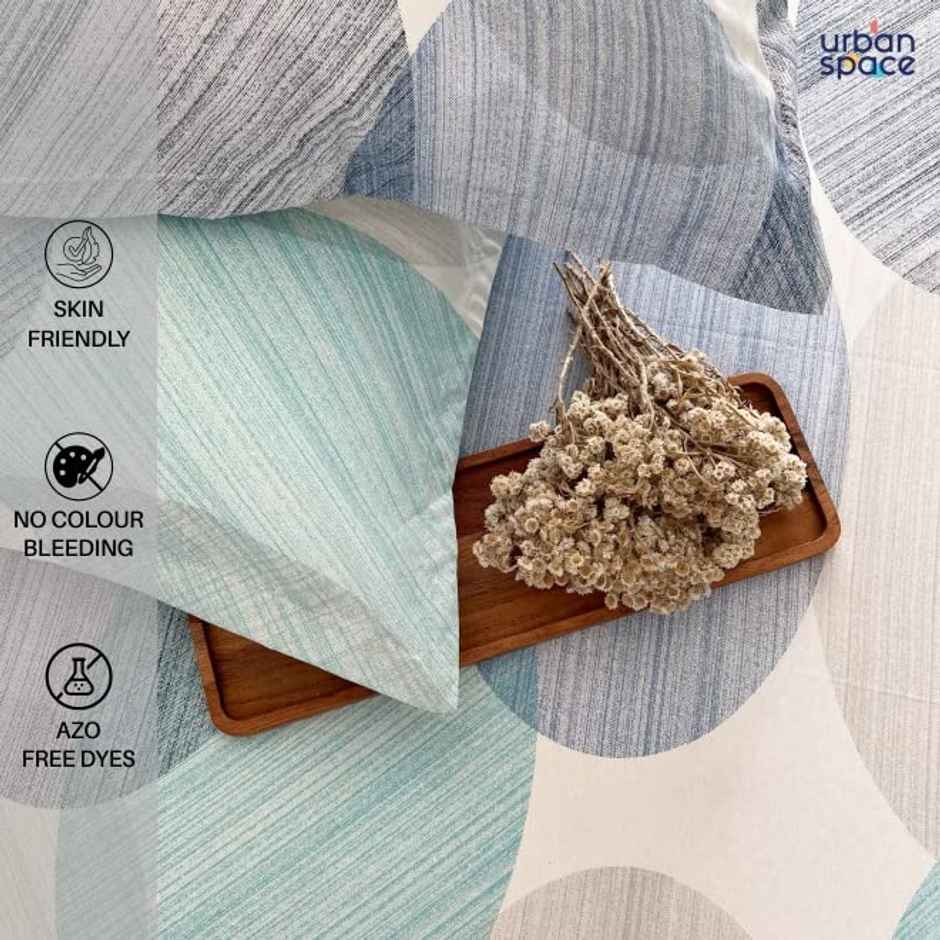 Urban Space 200 TC 100% Cotton Single Bedsheet with 1 Pillow Cover - Oval Blue