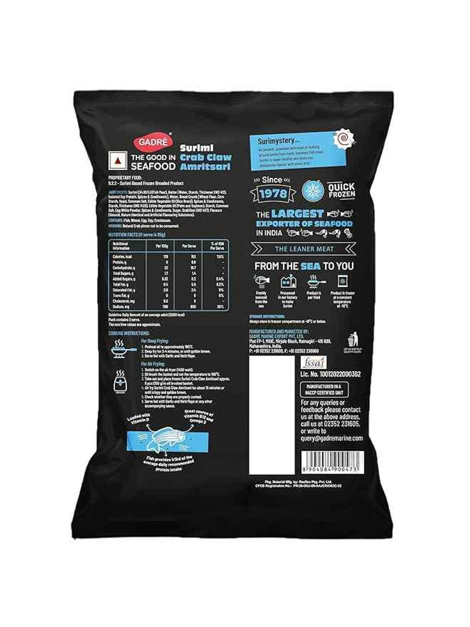 Gadre Surimi Crab Claw Amritsari | No Added Preservatives | Seafood | Ready To Fry Non Veg Snack