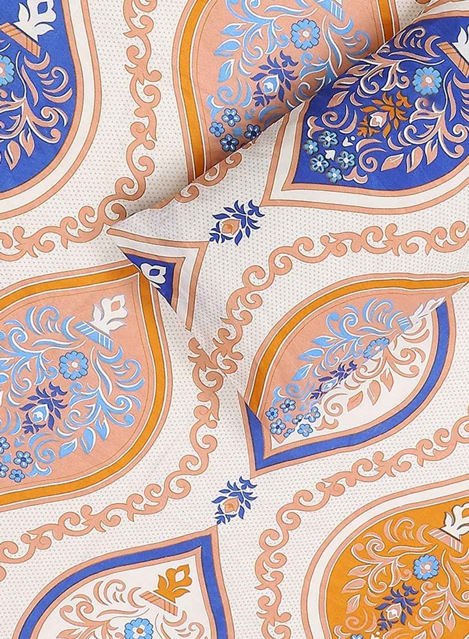 Status Value Double Bedsheet 200 cm X 220 cm Dsn 7 Ethnic Beige