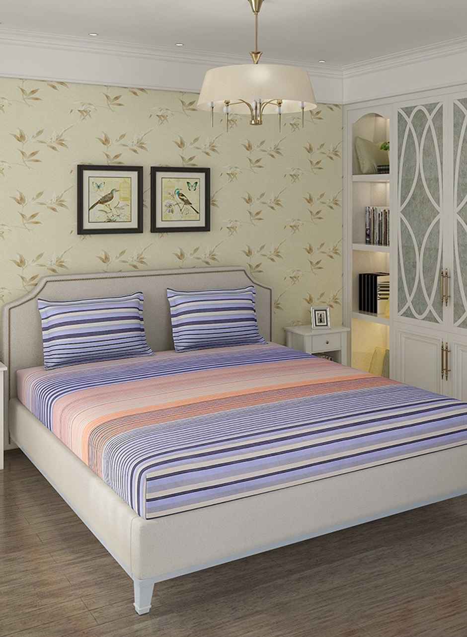 Status Value Double Bedsheet 200 cm X 220 cm Dsn 2 Multi Stripe