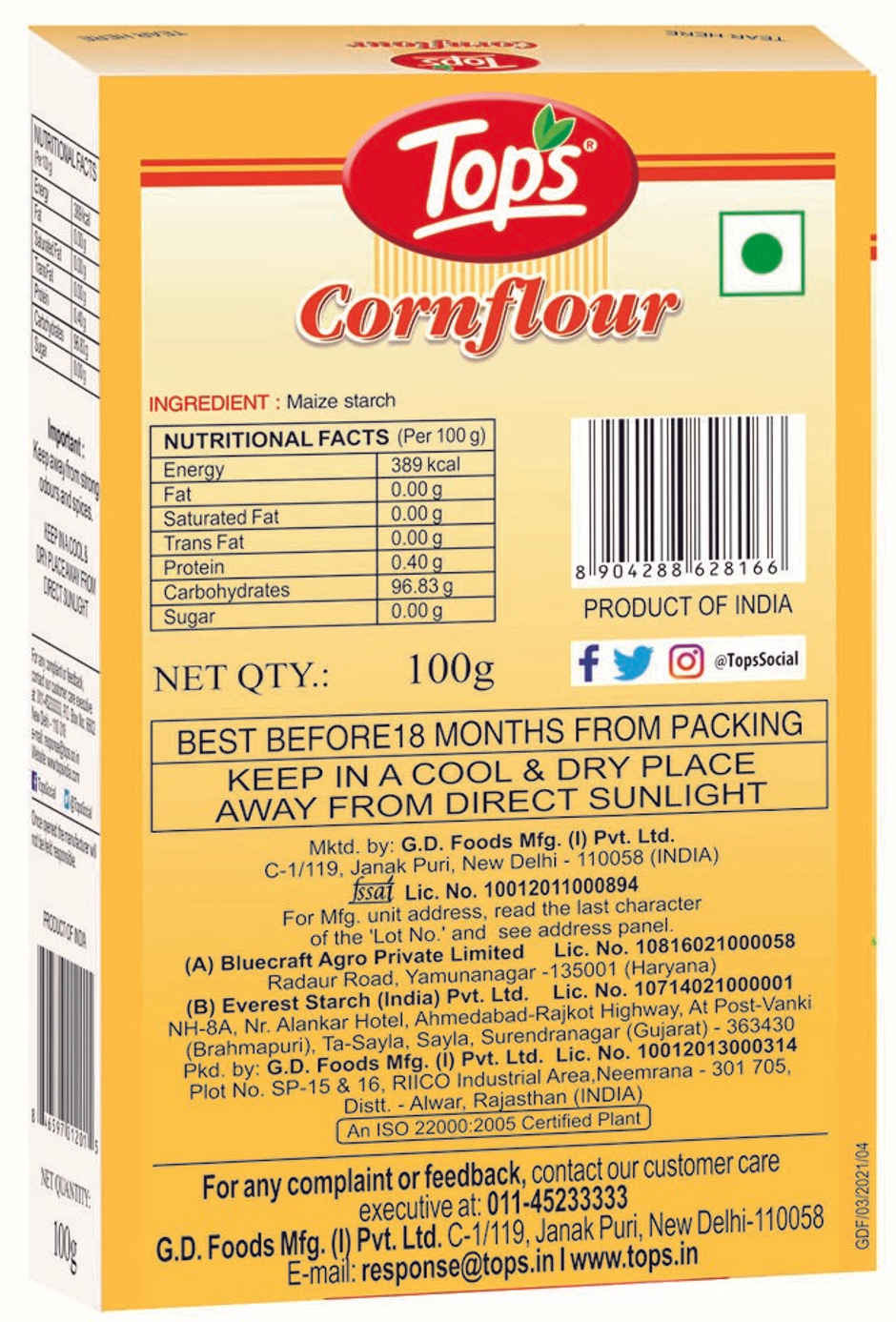Tops Corn Flour Box