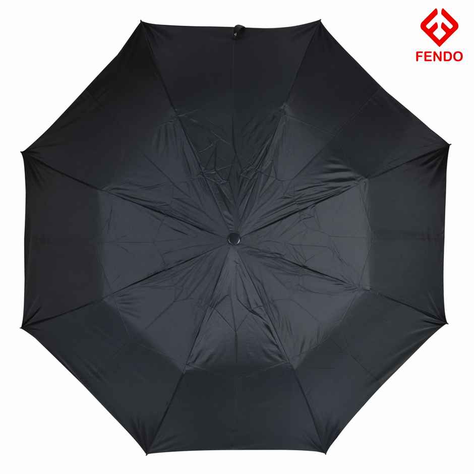 Fendo 2 Fold 27 Inch Umbrella For Men & Women | Wind & Rainproof | Black Silver