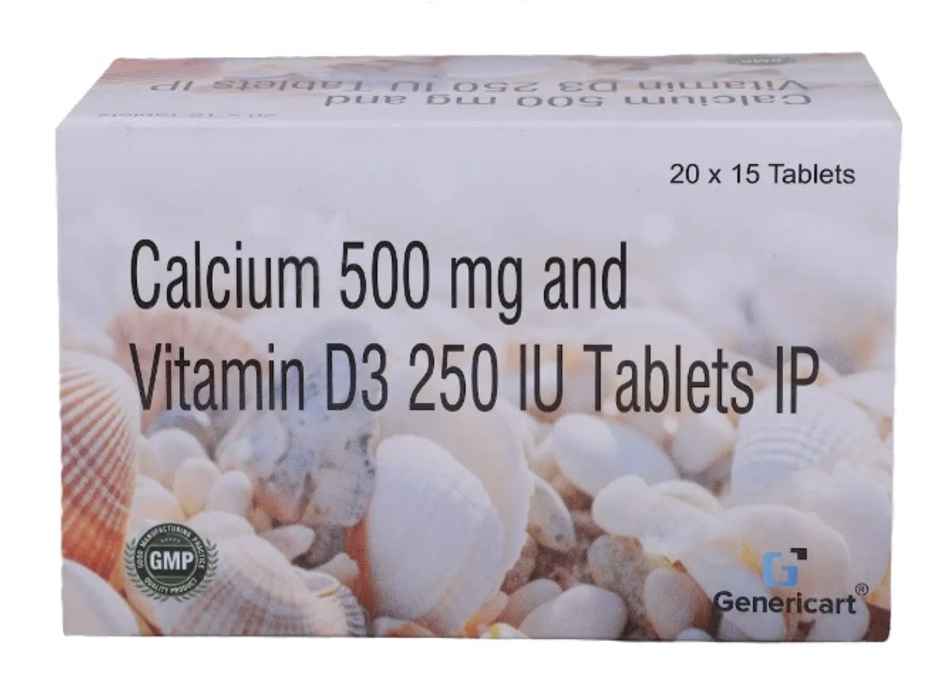 Genericart Calcium 500mg + Vitamin D3 250IU Tablet