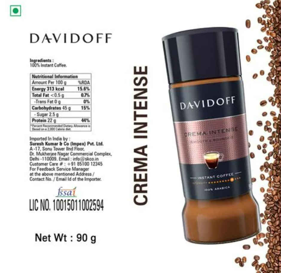 Davidoff Crema Intense Arabica and Robusta Medium Roast Instant Coffee Combo