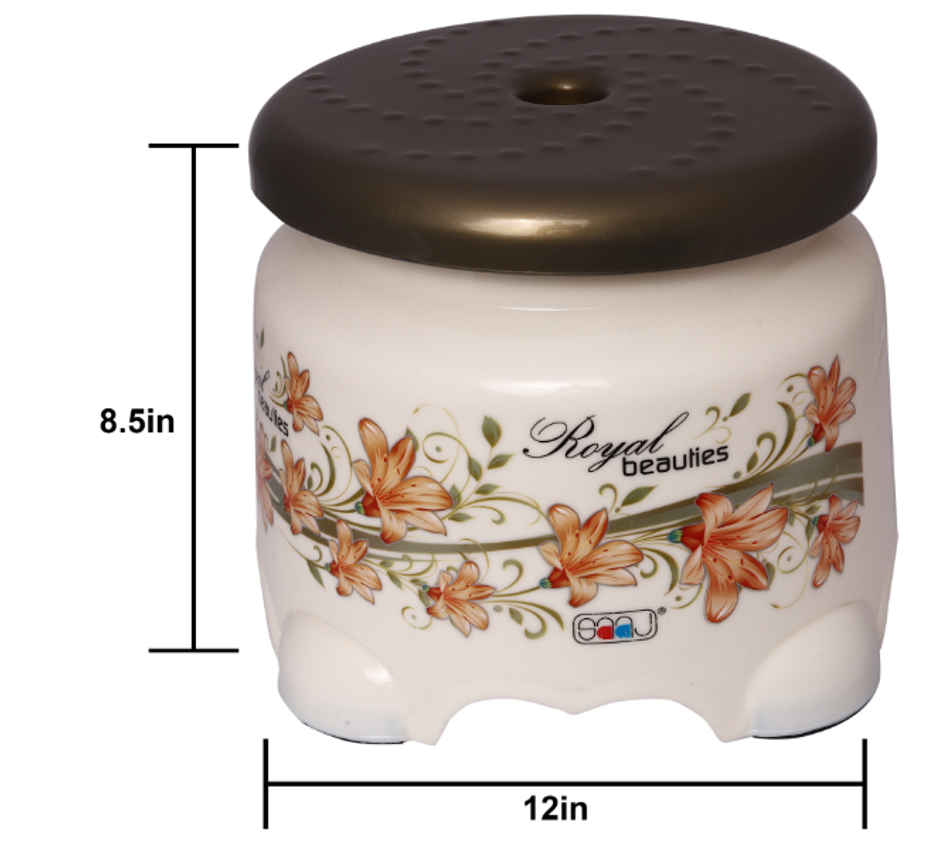 Soham Printed Plastic Stool - Assorted Color