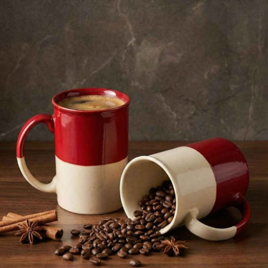 BlackCarrot Red & White Tall Mug Set | Animal Bone Ash Free Stoneware