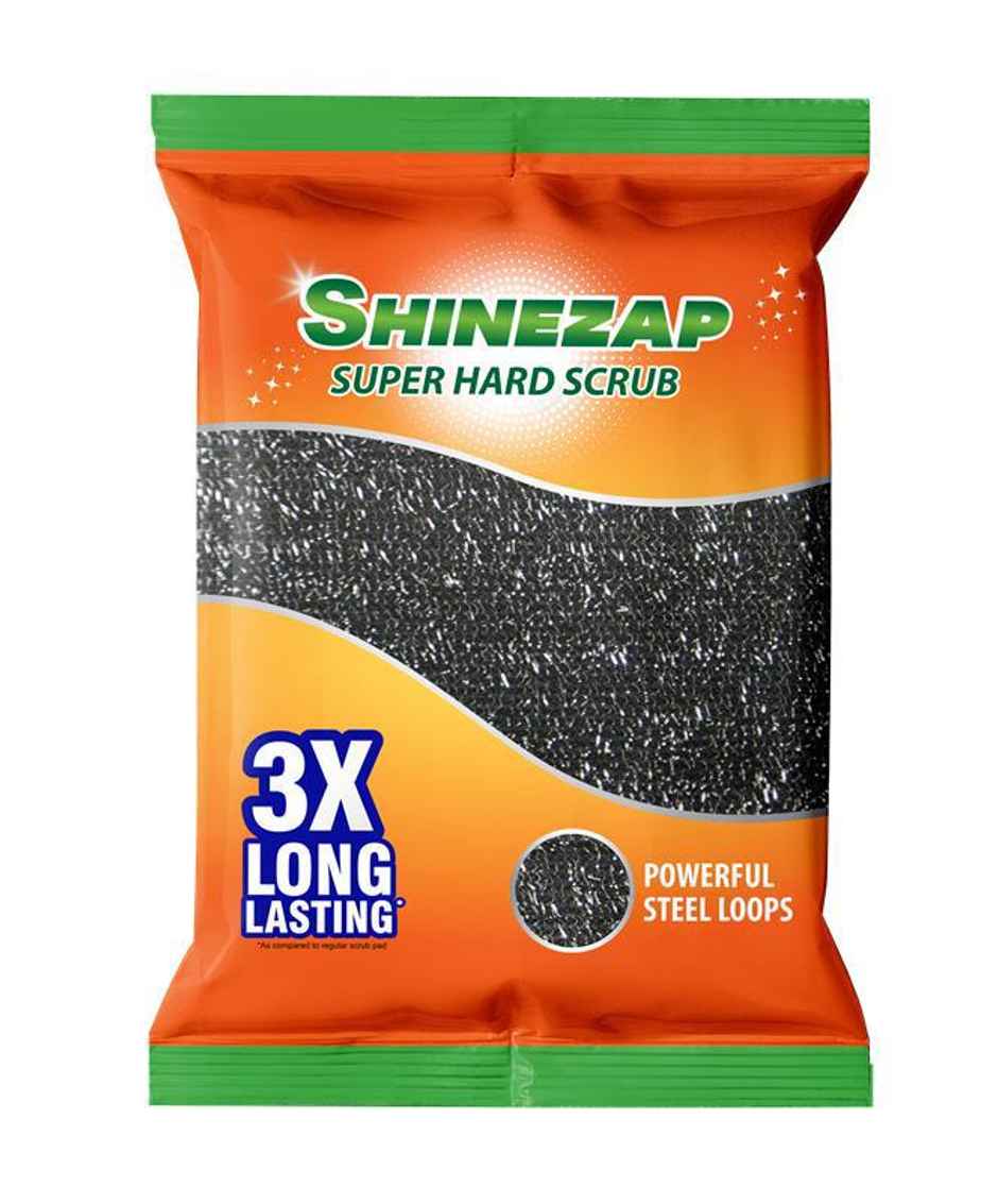 Shinezap Super Hard Scrub pad for Tough Stains (Replacement to Steel Scrubber for Kitchen with fragnance)