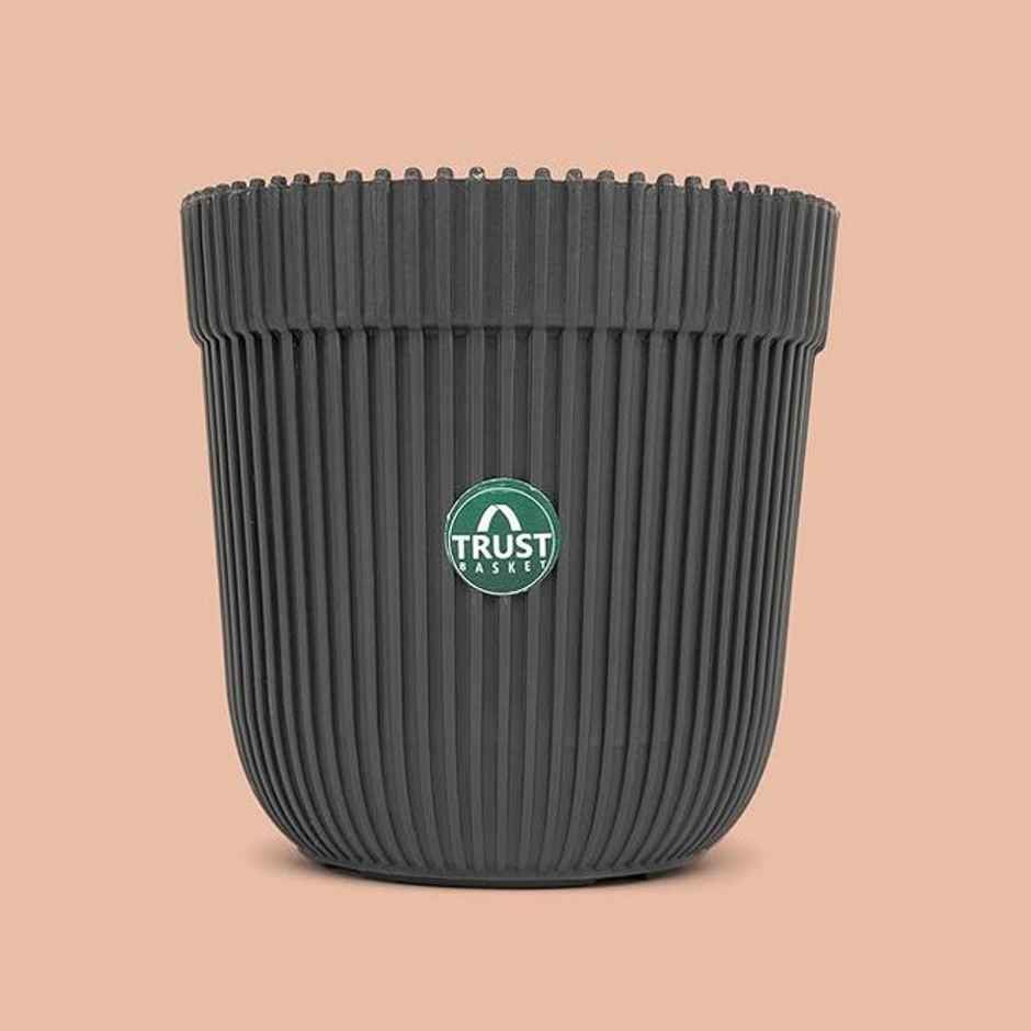 TrustBasket Rim Pot | Heavy Duty Plastic Planter for Indoor & Outdoor Plants | 5 Inch - Grey
