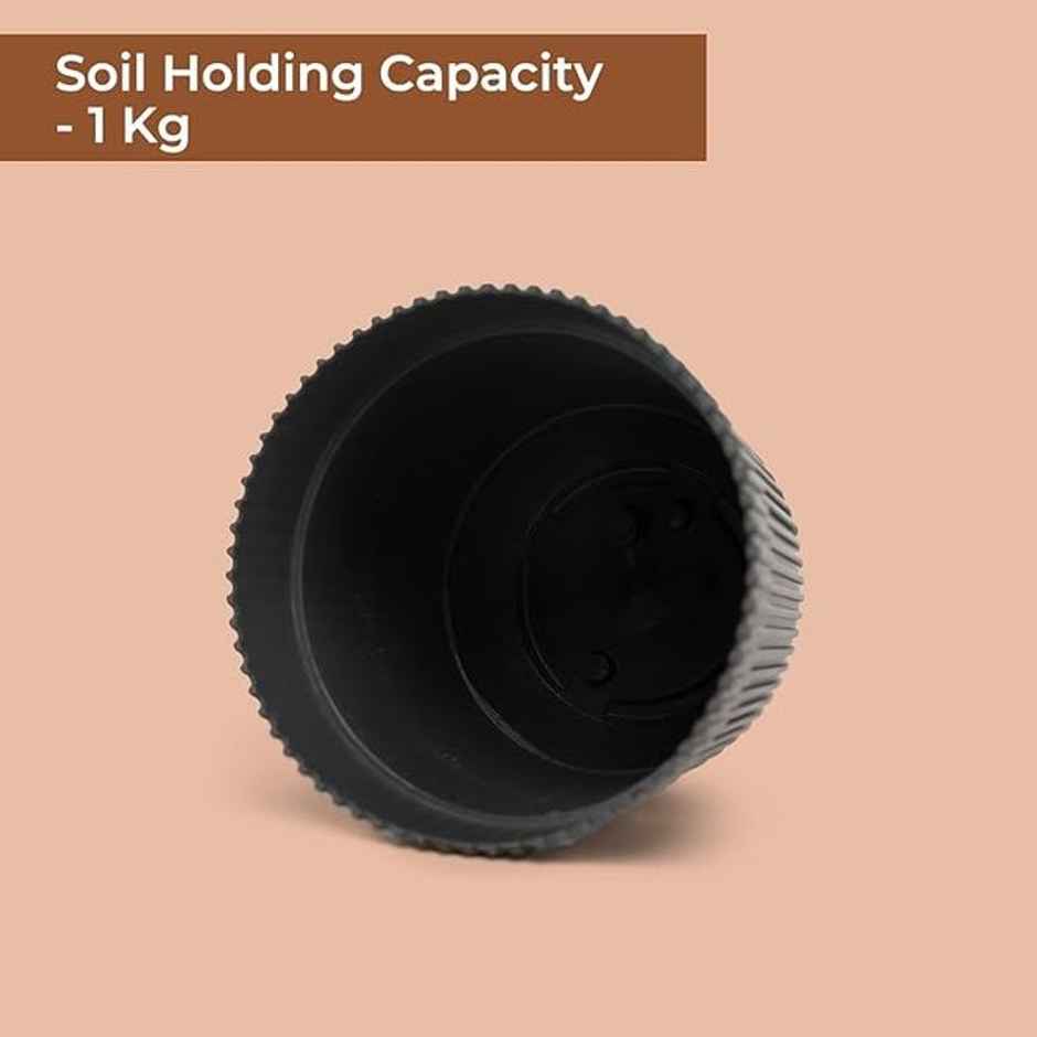 TrustBasket Rim Pot | Heavy Duty Plastic Planter for Indoor & Outdoor Plants | 5 Inch - Grey