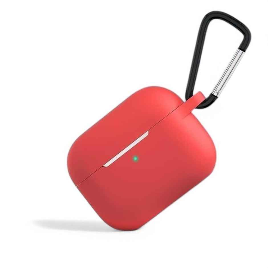 Sounce AirPods Pro Case Cover with Carabiner | Shockproof | Wireless Charging | LED Visible | Red
