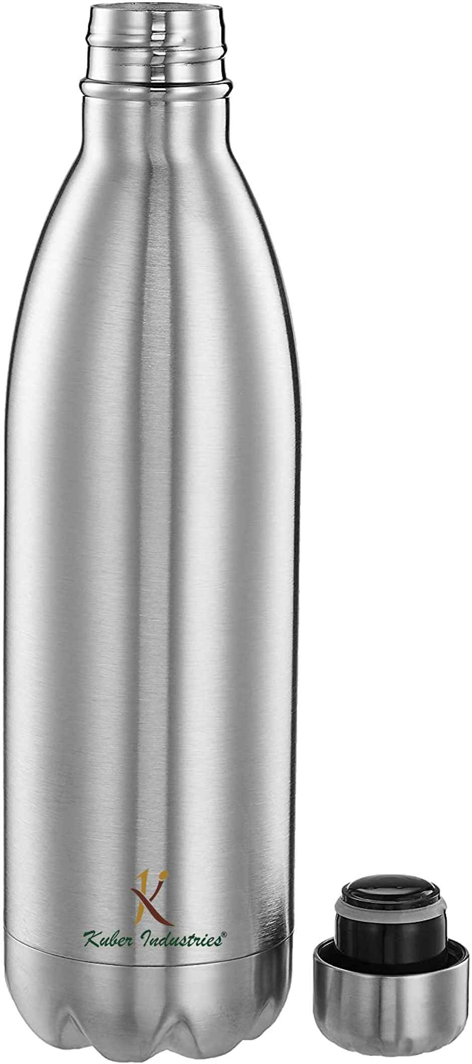 Kuber Industries Insulated Stainless Steel Water Bottle, Keeps Hot and Cold | 1 L | Silver