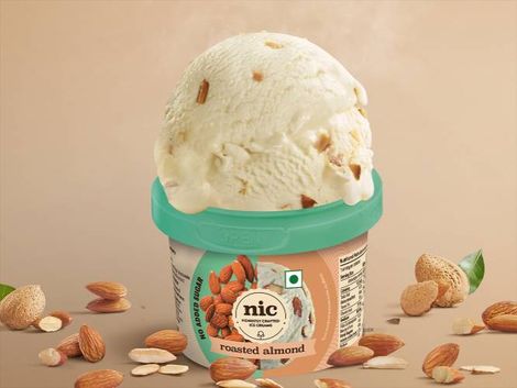 NIC Roasted Almond Ice Cream Cup | No Added Sugar