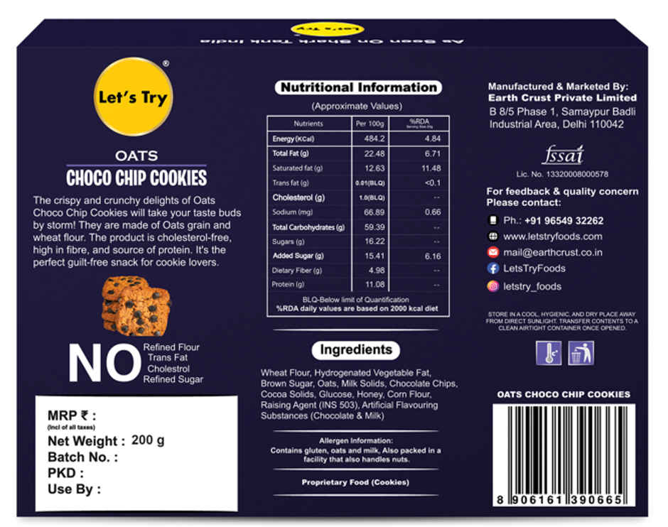 Let'S Try Oats Choco Chip Cookies