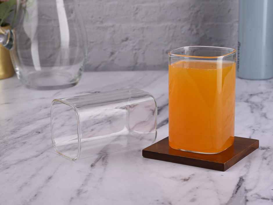 Sanjeev Kapoor Amsterdam High Borosilicate Square Glass 280 ml - Set Of 6 pcs