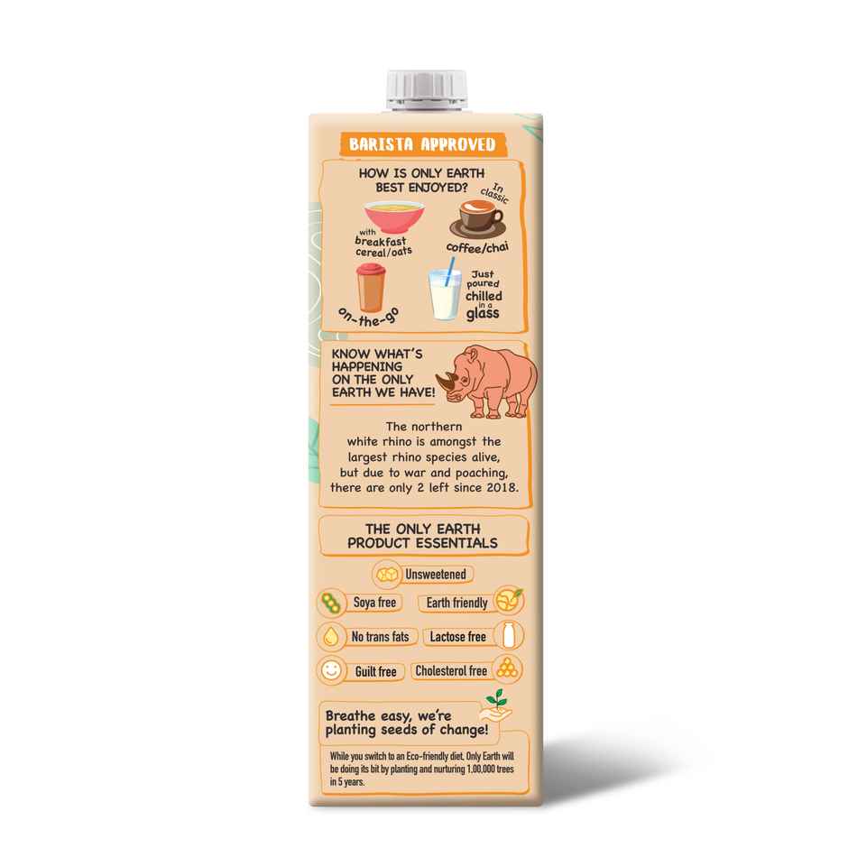 Only Earth Oats Drink Thick And Frothy |Barista Edition | Unsweetened Beverage | Plant Based