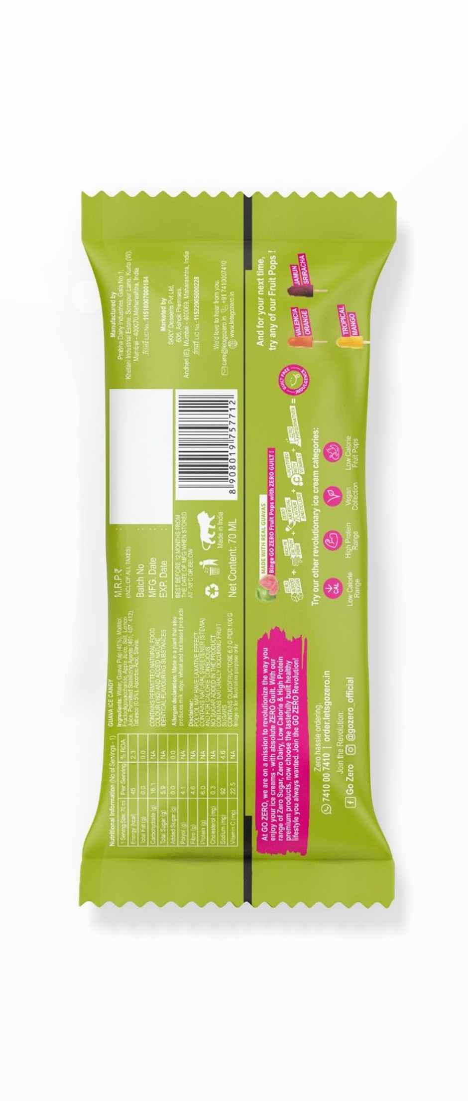 Go Zero Spicy Guava Low Calorie Guilt Free Ice Cream Popsicle Combo