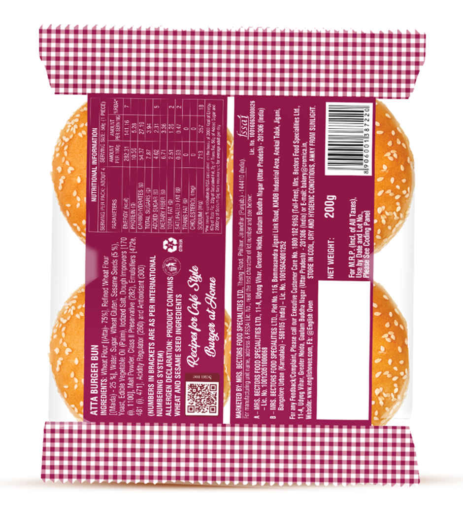 English Oven Atta Burger Bun
