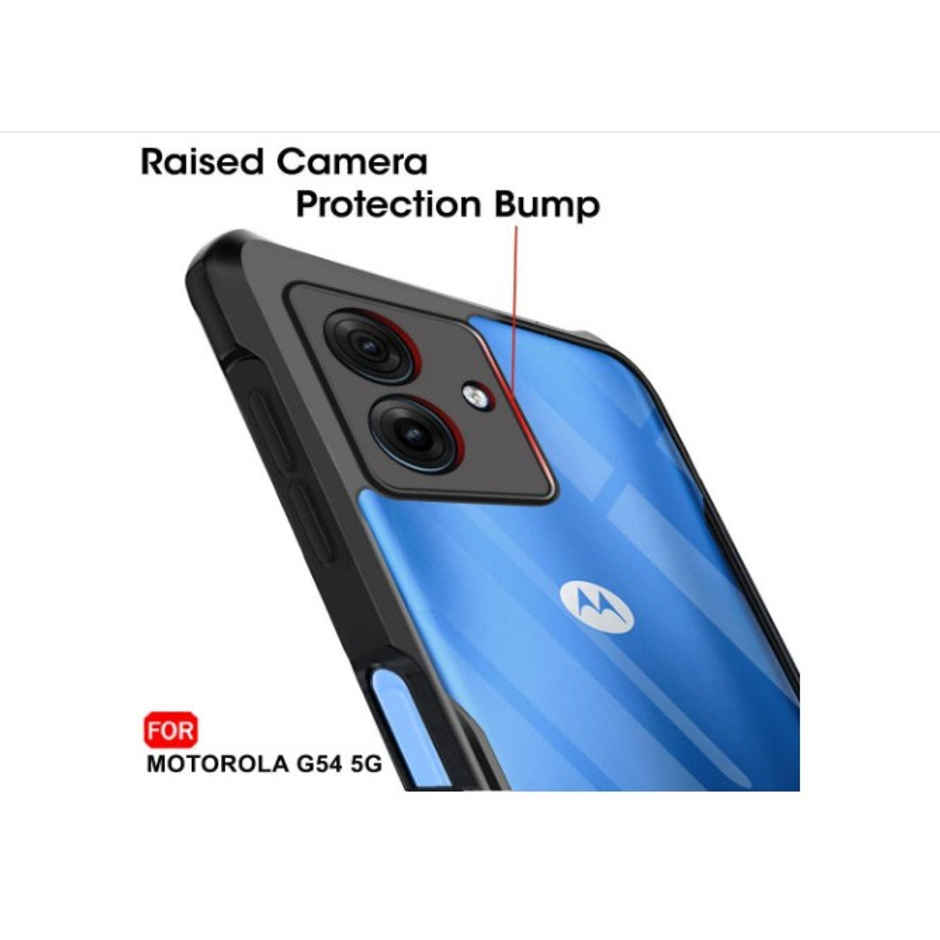 Kwine Case Motorola Moto G54 / G64 Back Cover - Black Bordered Transparent Case