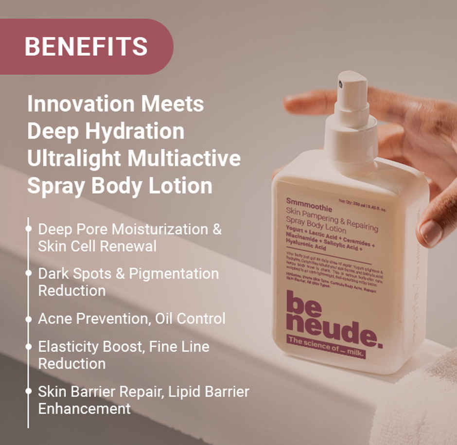Be Neude Skin Ultimate Skin Pampering & Repairing Spray Body Lotion - Smmmoothie