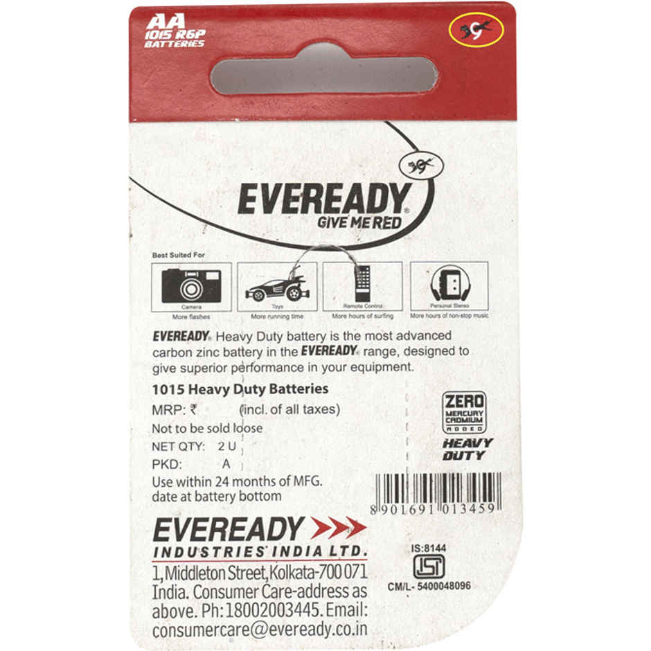 Eveready Carbon Zinc AA | 3X EMD Power