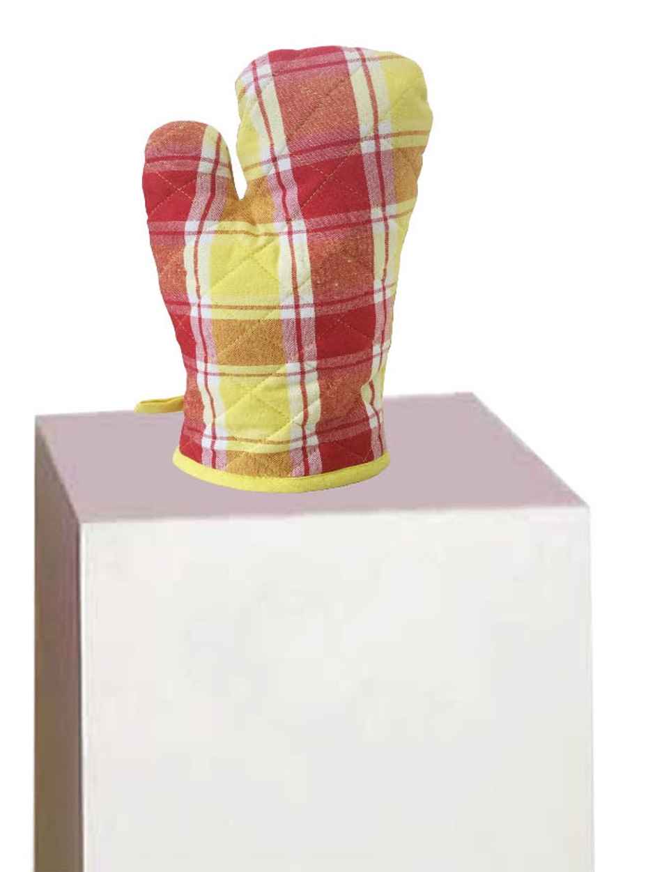 Lushomes Cooking Apron and Oven Glove Set - Red and Yellow | Glove 17 x 32 cm | Apron 60 x 80 cm