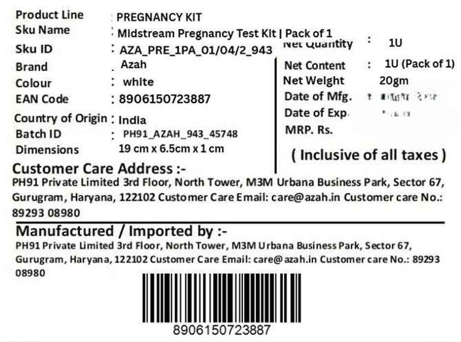 Azah Midstream Pregnancy Test Kit