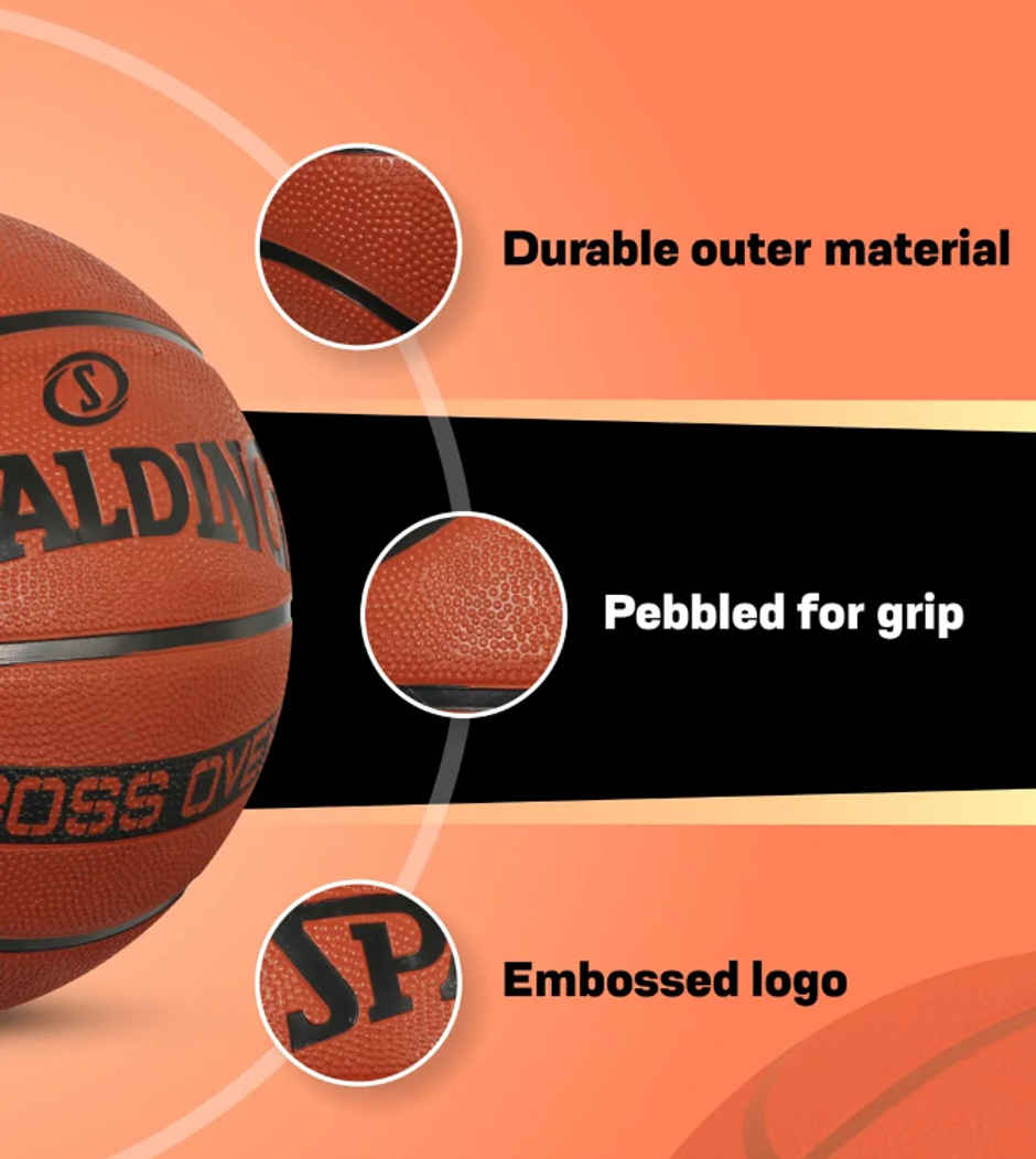 Spalding Crossover Rubber Basketball (Size: 7)