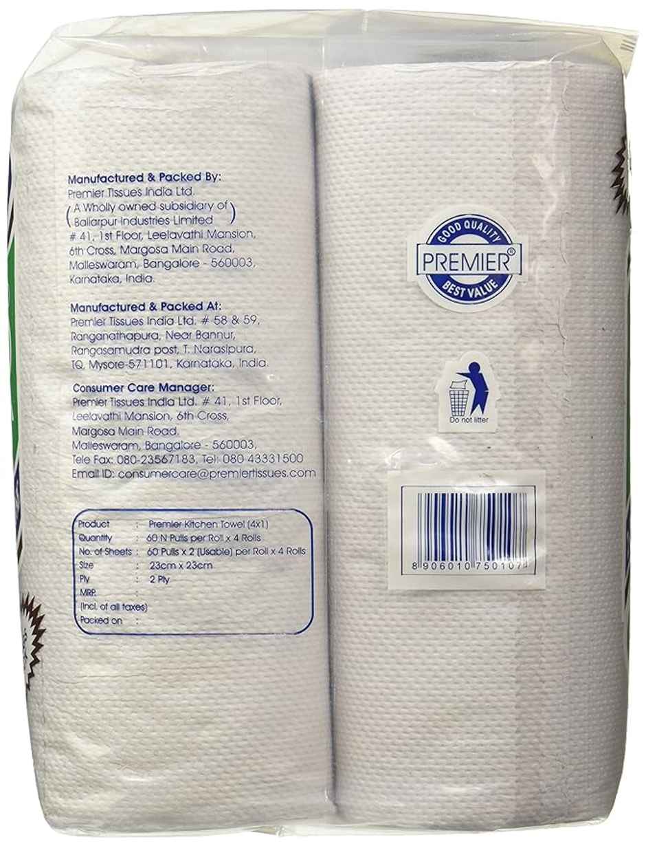 Premier Kitchen Towel Roll | Large 4 in 1 | 60 Pulls Per Roll