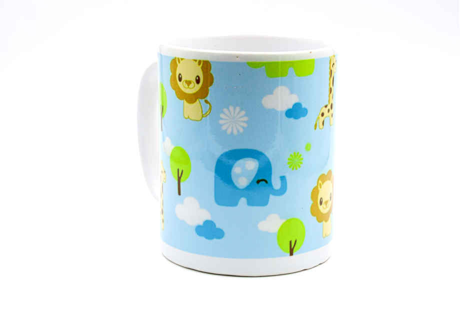 BAY6 Stoneware Kids Milk Mug Smiley - 420 ml- Blue & White