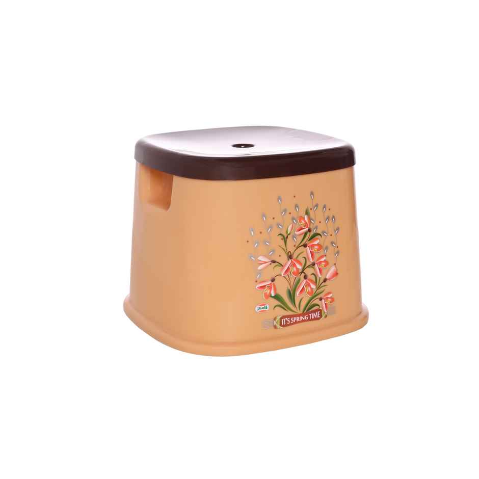 Jalore Square Shaped Plastic Stool | Beige |28 cm