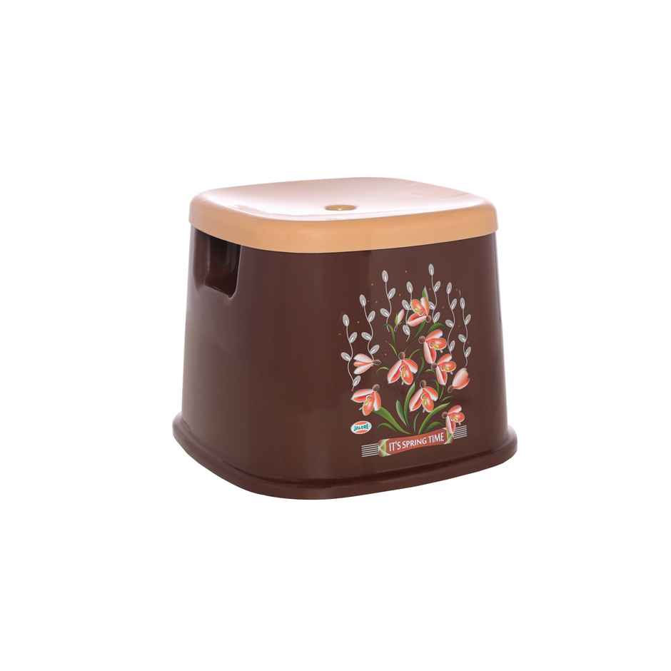 Jalore Square Shaped Plastic Stool | Brown |28 cm