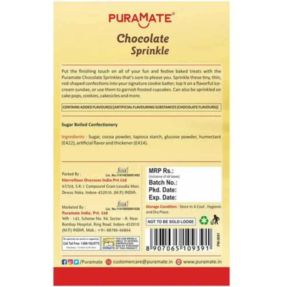 Puramate Chocolate Sprinkle for Cake | Muffin